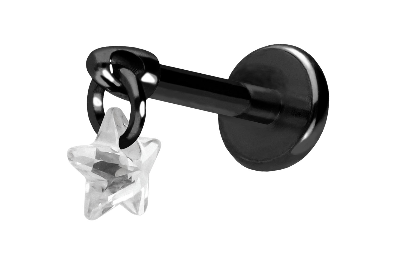 Titan Labret Piercing mit Push Fit KRISTALLSTERN